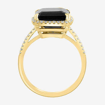 Black Diamond-Set Brass Engagement Ring, Purple