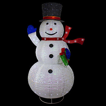 71'' LED Lighted White Iridescent Twinkling Snowman Outdoor Christmas  Decoration, Color: White - JCPenney