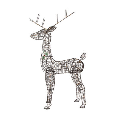45.5'' LED Lighted Rattan Deer Outdoor Christmas Decoration, Color ...
