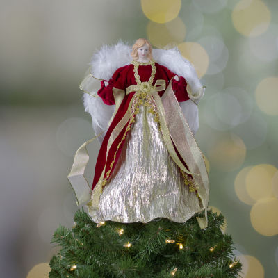 14'' Red and Gold Traditional Angel Christmas Tree Topper - Unlit