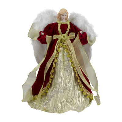 14'' Red and Gold Traditional Angel Christmas Tree Topper - Unlit