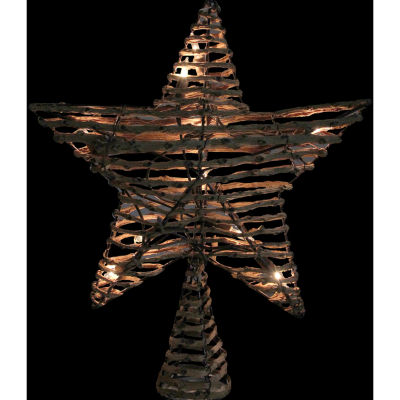11.5'' Lighted Rattan Star Christmas Tree Topper - Clear Lights