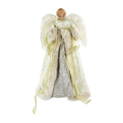 18'' Lighted White and Gold Angel in a Dress Christmas Tree Topper ...