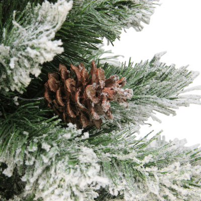 7' Flocked Angel Pine Artificial Christmas Tree Unlit, Color White
