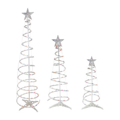 Set of 3 Lighted MultiColor Spiral Christmas Trees 3' 4' and 6