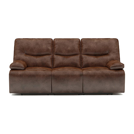 Living Room Collection Pad-Arm Power Recline Upholstered Loveseat, One Size, Brown