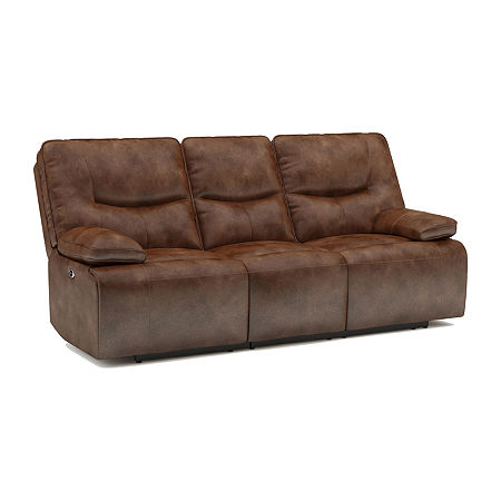 Living Room Collection Pad-Arm Power Recline Upholstered Loveseat, One Size, Brown