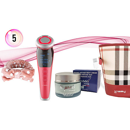 Linsay Rejuvenation- Lifting Device Ems Technology Warm/cool Led Massage Bundle With Le Preel Paris Organic In Sand