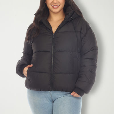 White Mark Womens Plus Lined Lightweight Bomber Puffer Jacket