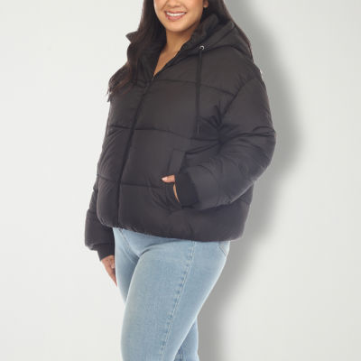 White Mark Womens Plus Lined Lightweight Bomber Puffer Jacket