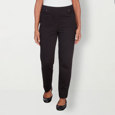 Alfred Dunner Womens Slim Pull-On Pants, Color: Black - JCPenney