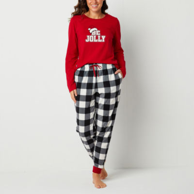 North Pole Trading Co. Be Jolly Family Womens Crew Neck Long Sleeve 2-pc. Pant Pajama Set