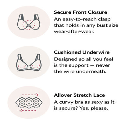 Glamorise WonderWire® Front-Closure Stretch Lace Underwire Bra-9245