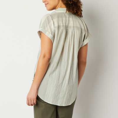 a.n.a Womens Short Sleeve Camp Shirt