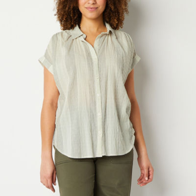 a.n.a Womens Short Sleeve Camp Shirt