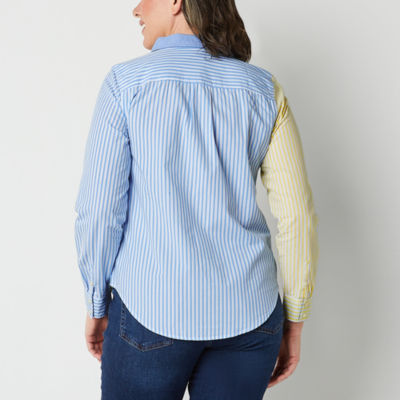 St. John's Bay Womens Long Sleeve Adaptive Regular Fit Easy-on + Easy-off Button-Down Shirt