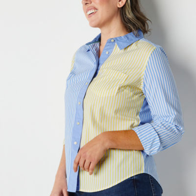 St. John's Bay Womens Long Sleeve Adaptive Regular Fit Easy-on + Easy-off Button-Down Shirt