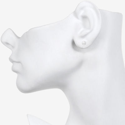 Bijoux Bar Delicates 6 Pair Simulated Pearl Rectangular Round Earring Set