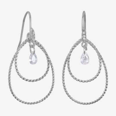 Bijoux Bar Delicates Silver Tone Crystal Oval Drop Earrings