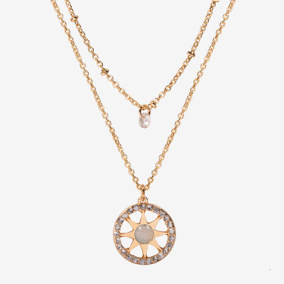 Bijoux Bar Delicates Gold Tone Cubic Zirconia 18 Inch Cable Round Star Pendant Necklace