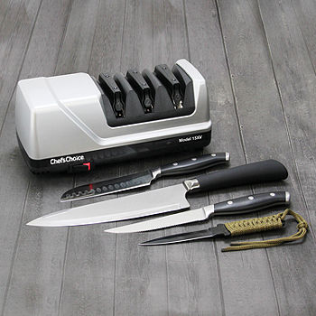 Electric Knife Sharpener- YOORLEAY Kitchen Knife Sharpeners, 3 Stage  Electric Knife Sharpener, 3-Stage, Grey