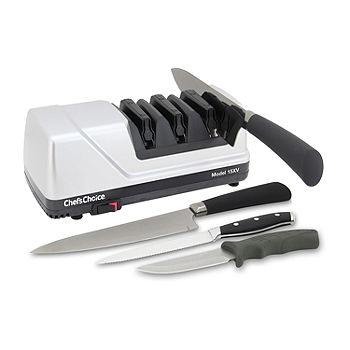 Chef'sChoice Trizor XV EdgeSelect Professional Electric Knife Straight and  Serrated Knives Diamond Abrasives Patented Sharpening System, 3-stage, Gray  