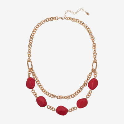 Mixit Gold Tone Inch Cable Beaded Necklace