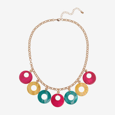 Mixit Gold Tone 18 Inch Cable Round Statement Necklace