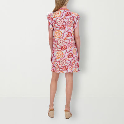 Stella Parker Short Sleeve Floral A-Line Dress