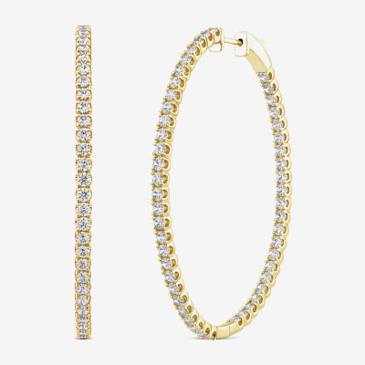 (G / SI1-SI2) 5 CT. T.W. Lab Grown White Diamond 10K and 14K White or Yellow Gold 56.4mm Hoop Earrings