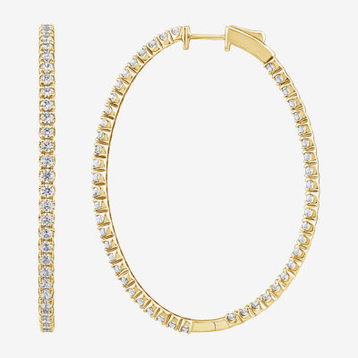 (G / SI1-SI2) 5 CT. T.W. Lab Grown White Diamond 10K and 14K White or Yellow Gold 56.4mm Hoop Earrings