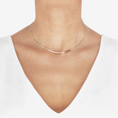 Made in Italy 14K Gold Inch Solid Herringbone Chain Necklace