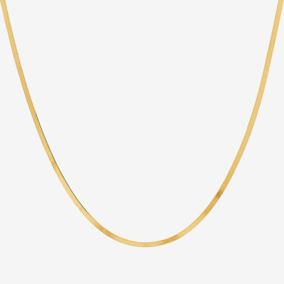 Made in Italy 14K Gold 16 - 18 Inch Solid Herringbone Chain Necklace