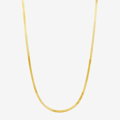 Made in Italy 14K Gold Inch Solid Herringbone Chain Necklace