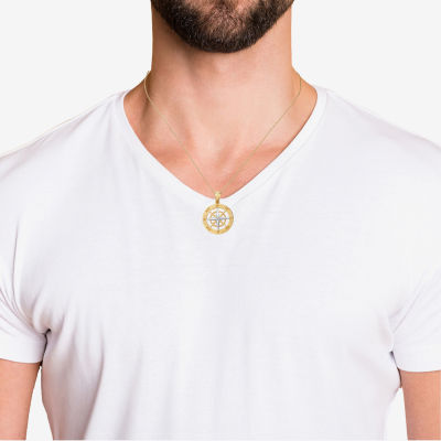 Mens 14K Gold Round Pendant