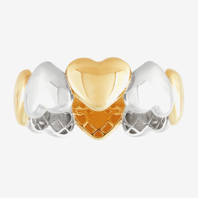 8.5MM 10K Two Tone Gold Heart Band