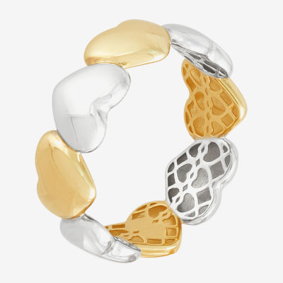 8.5MM 10K Two Tone Gold Heart Band