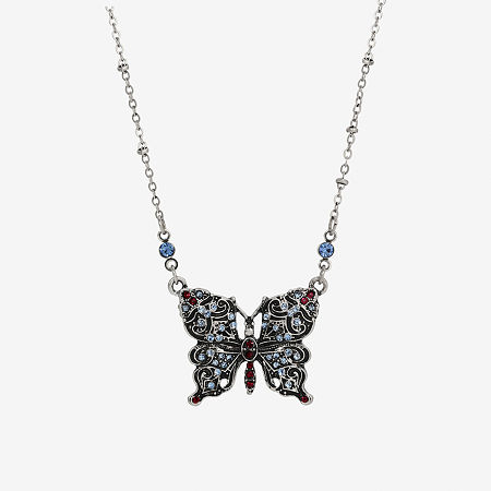 1928 16 Inch Link Butterfly Pendant Necklace, One Size, Purple