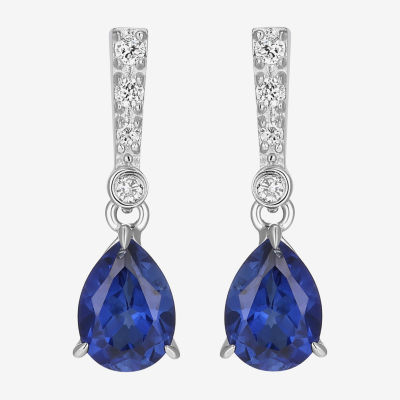 Gemstone Sterling Silver Pear Drop Earrings