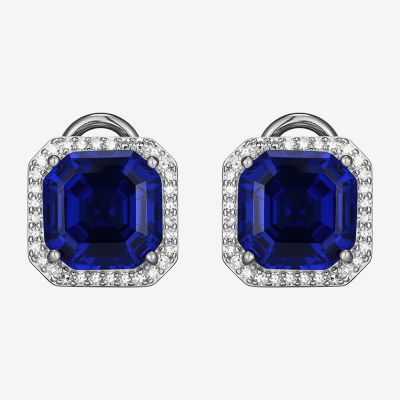 Gemstone Sterling Silver 11.4mm Cushion Stud Earrings