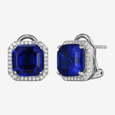 Gemstone Sterling Silver 11.4mm Cushion Stud Earrings