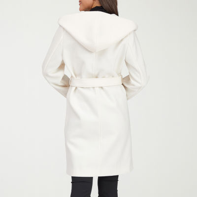 Frye and Co. Womens Belted Hooded Midweight Trench Overcoat