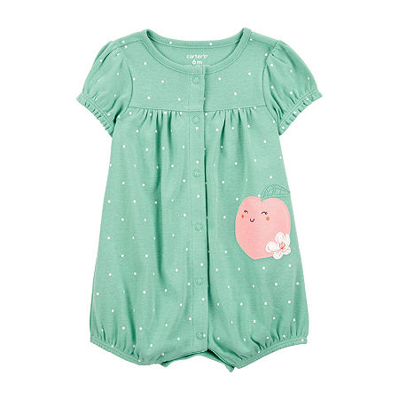 Carter's Baby Girls Short Sleeve Romper, 6 Months, Green