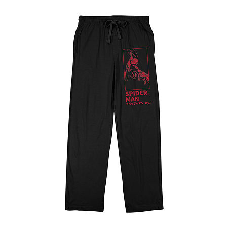 Spiderman Mens Fleece Pajama Pants, Medium, Black