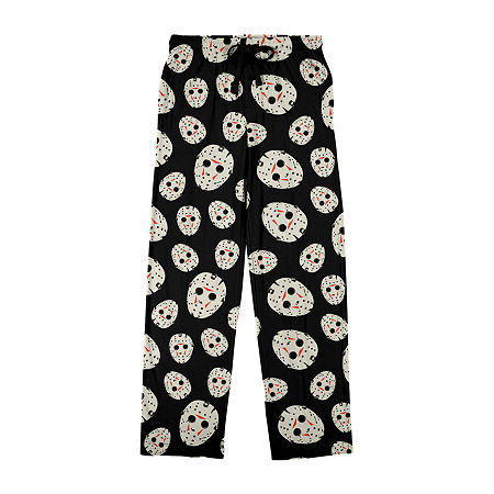 Friday The 13th Jason Mask Mens Fleece Pajama Pants, Small, Black