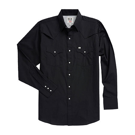 Ely Cattleman Outdoor Mens Long Sleeve Western Shirt, X-large, Black