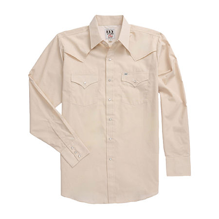 Ely Cattleman Outdoor Mens Long Sleeve Western Shirt, X-large, Beige