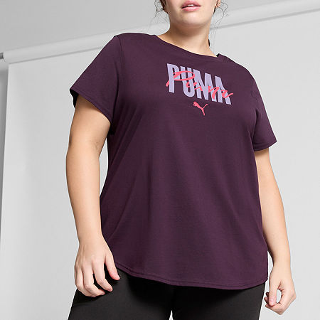 PUMA Live In Collection Plus Womens Crew Neck Short Sleeve Graphic T-Shirt, 3x, Red