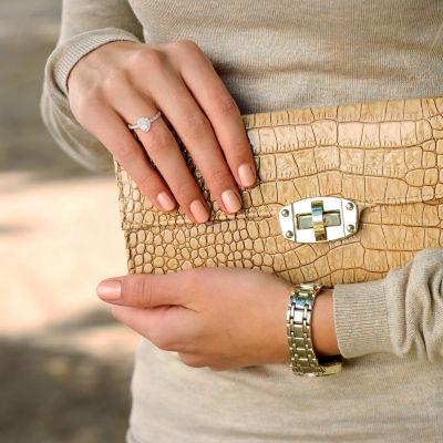 Womens 1 CT. T.W. Natural White Diamond 14K White Gold Pear Engagement Ring