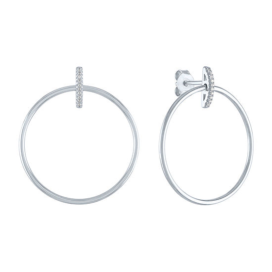 "Fearless" Diamond Accent Genuine White Diamond Sterling Silver Round Drop Earrings